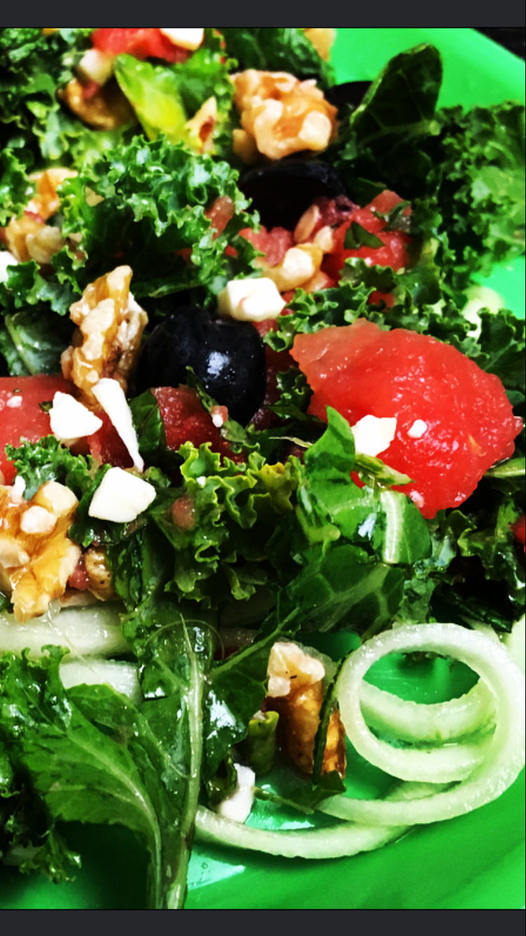 Watermelon Feta Kale Salad